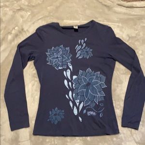 Blue Prana flowered long sleeve shirt